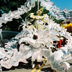 Elaborate white glittering carnival parade costume