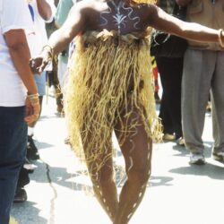 Dancer in grass skirt and body paint