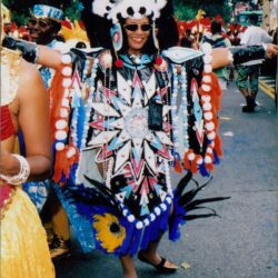 Carnival costume with intricate and colorful design.