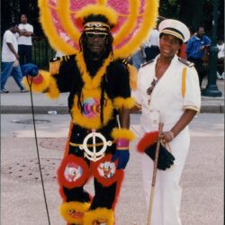Carnival costumes with vibrant, colorful designs.