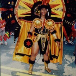 Carnival costume with vibrant yellow and black.