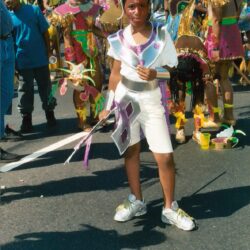 Child performer in colorful carnival parade costume