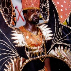 Man in ornate carnival costume with headdress